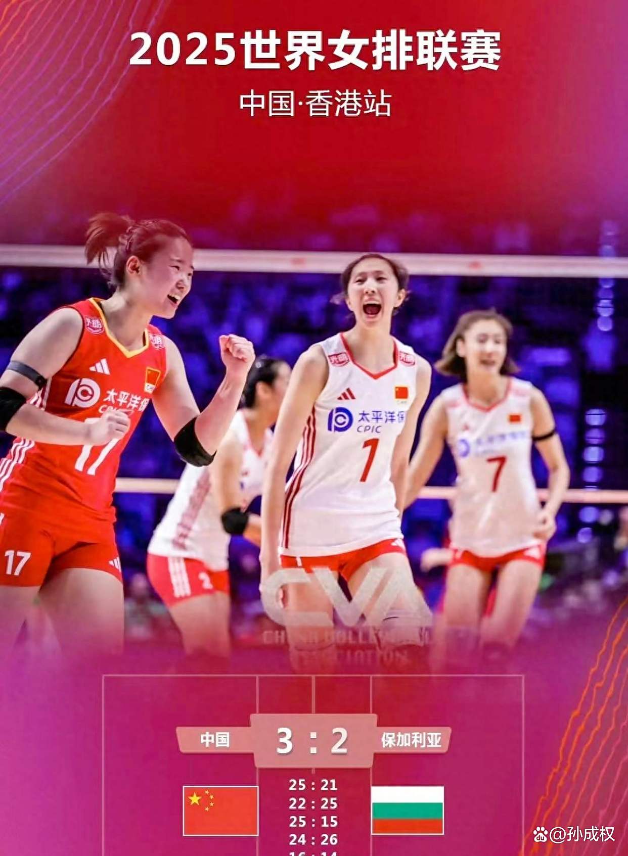 包含中国女排挽救赛点3-2保加利亚收获世联赛第4胜的词条